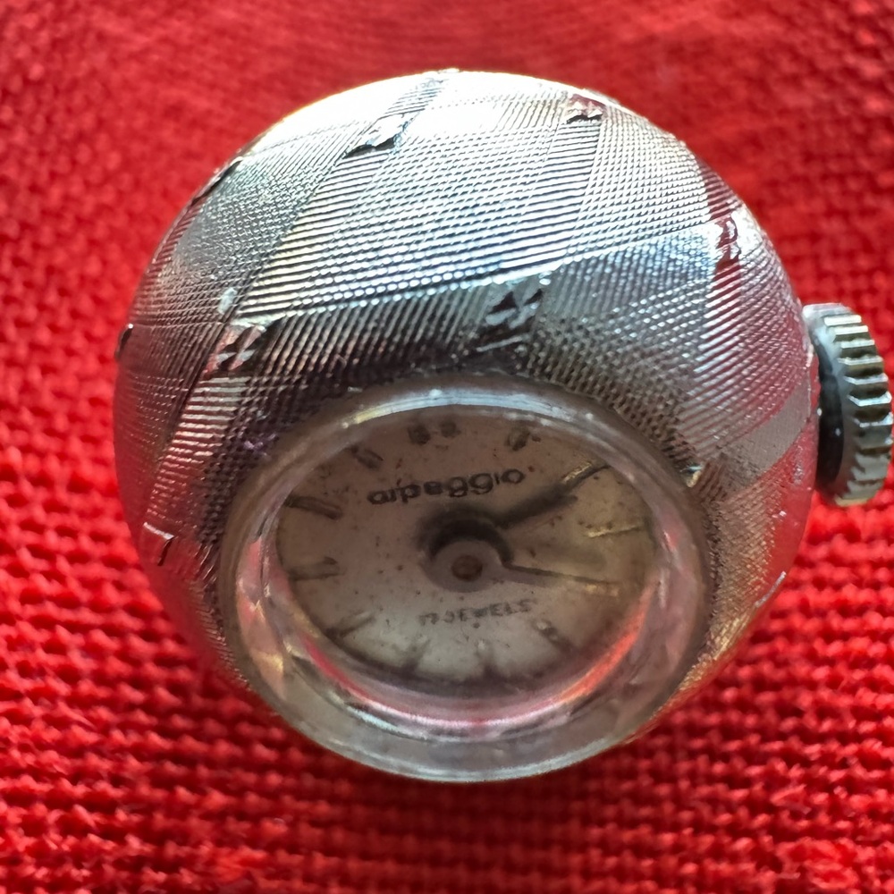 Rare Vintage Arpeggio  Silver Watch Ball Pendant 17 Jewels